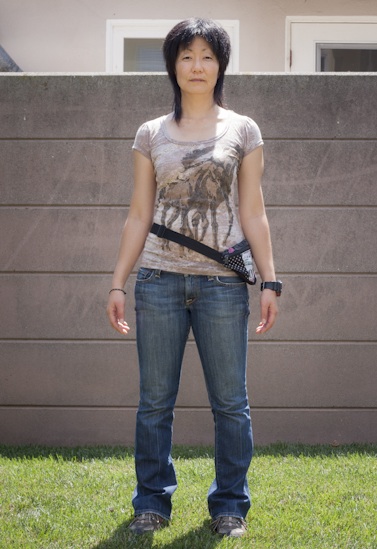 photo of Jennifer Moon in her usual attire, front view